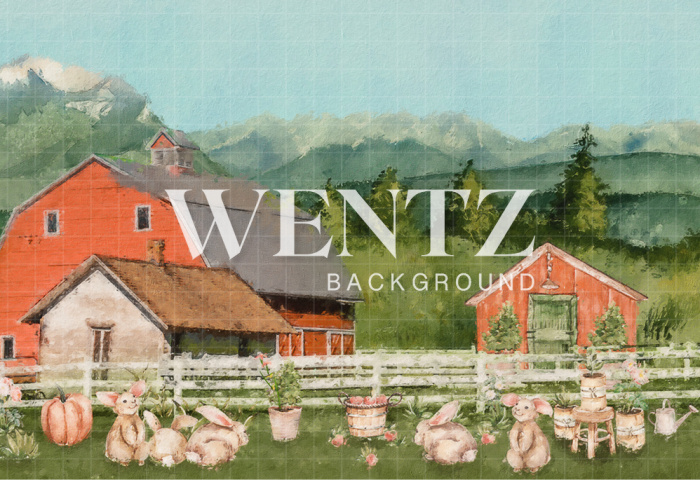 Fabric Photography Background Easter Farm / Backdrop CW94