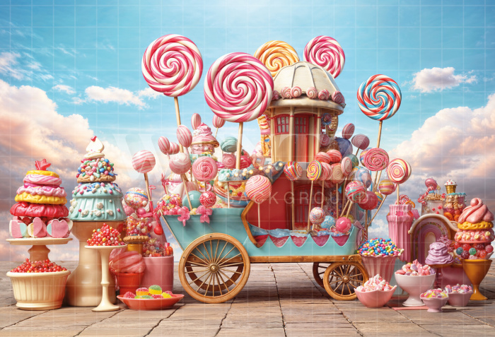 Fabric Photography Background Children's Day Candy Cart / Backdrop 6374
