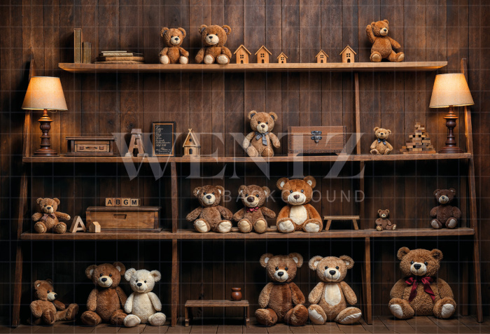 Fabric Photography Background Children's Day Bears / Backdrop 6393