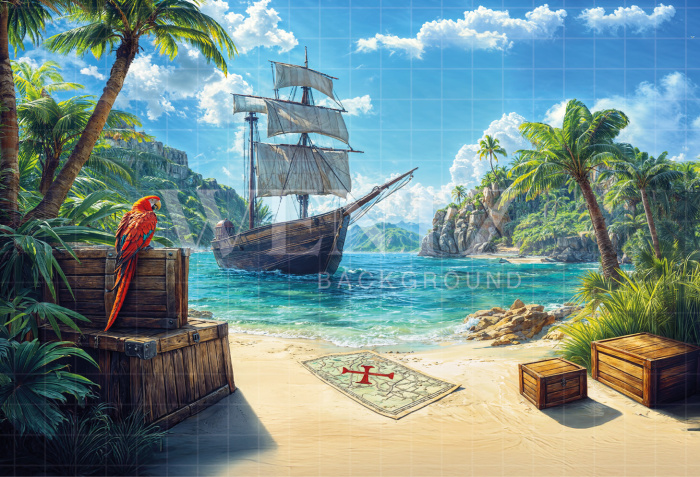 Fabric Photography Background Children's Day  Treasure Island / Backdrop 6391