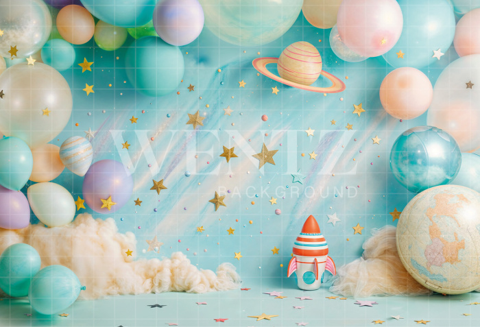 Fabric Photography Background Rocket Children's Day / Backdrop 6412
