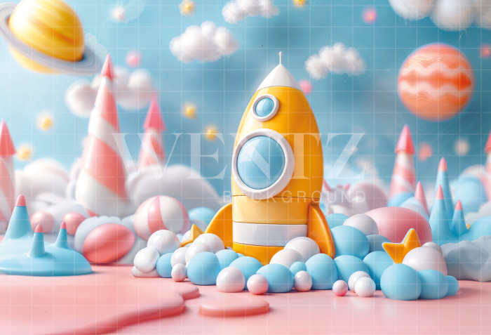 Fabric Photography Background Rocket Children's Day / Backdrop 6415