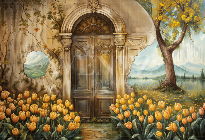 Fabric Photography Background Flower Garden Children's Day / Backdrop 6418