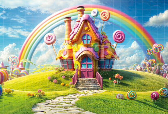 Fabric Photography Background Sweets House Children's Day / Backdrop 6420