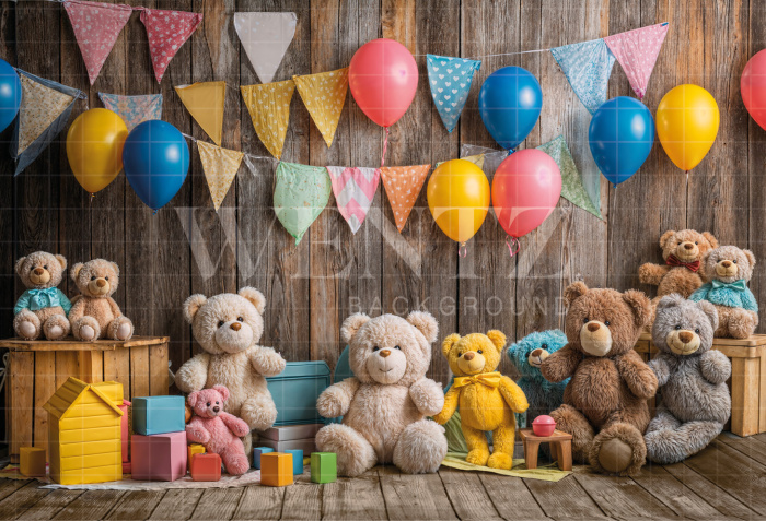 Fabric Photography Background Bear Party Children's Day / Backdrop 6423