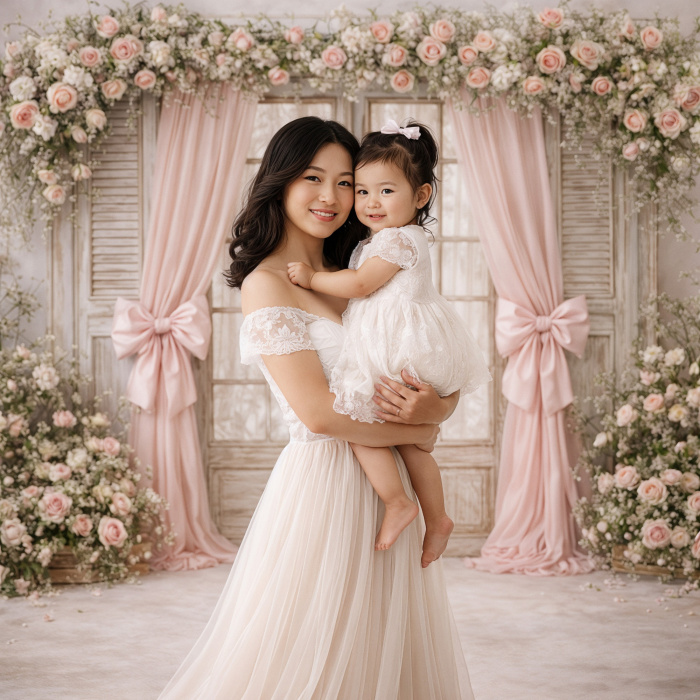 Fabric Photography Background Mother's Day Floral / Backdrop 8171