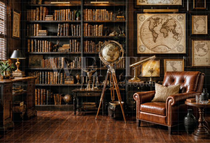 Fabric Photography Background Father's Day Library / Backdrop 8378