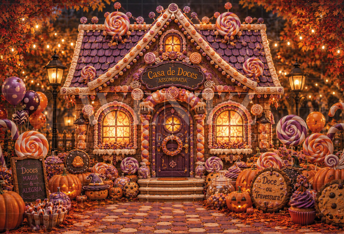 FFabric Photography Background Halloween Candy House / Backdrop 8904