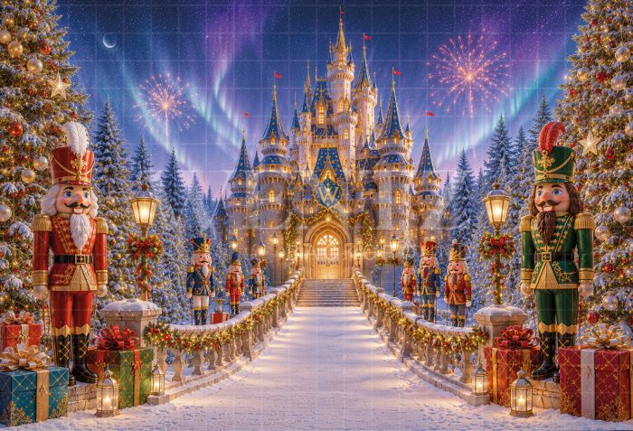 Fabric Photography Background Christmas Castle / Backdrop 8572