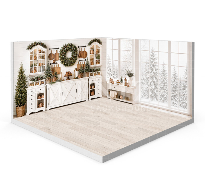 Fabric Photography Background Christmas Kitchen Set 3D / WTZ203