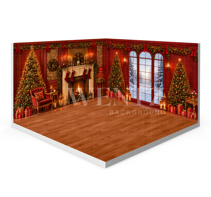 Fabric Photography Background Christmas Living Room Set 3D / WTZ207