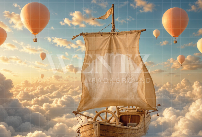 Fabric Photography Background Children's Day Boat Trip / Backdrop 8582