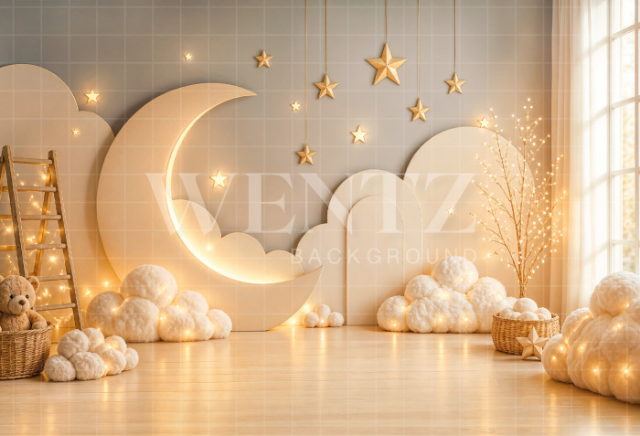Fabric Photography Background Children's Day Moon / Backdrop 8636