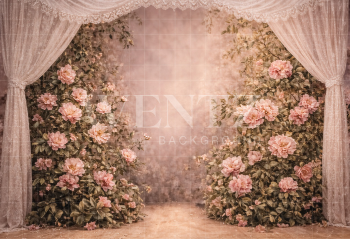 Fabric Photography Background Mother's Day Floral / Backdrop 8157
