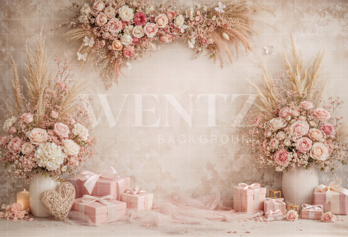 Fabric Photography Background Mother's Day Floral / Backdrop 8160