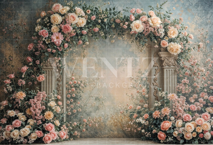 Fabric Photography Background Mother's Day Floral Arch / Backdrop 8119