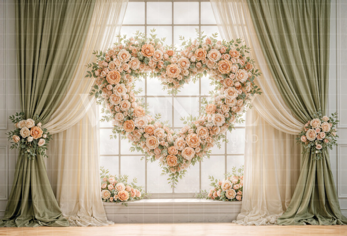 Fabric Photography Background Mother's Day Floral Heart / Backdrop 8145