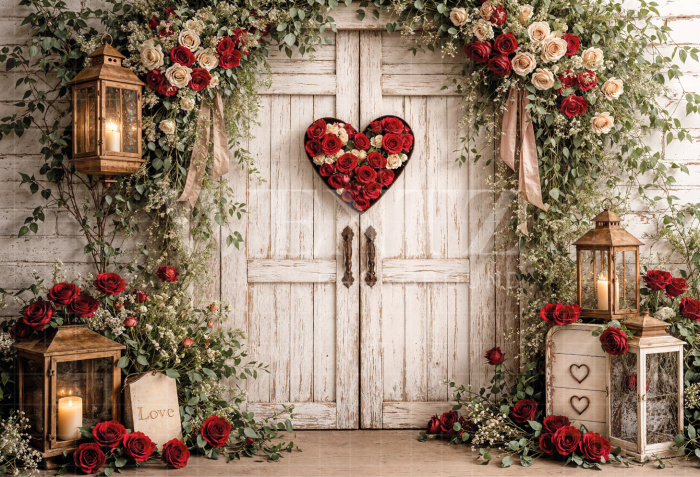Fabric Photography Background Valentine's Day Romantic Facade / Backdrop 8307