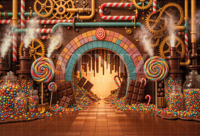 Fabric Photography Background Easter Chocolate Factory / Backdrop 8002