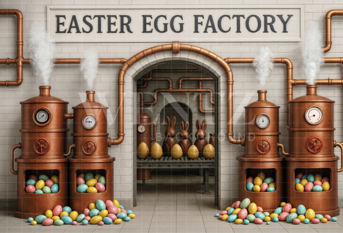 Fabric Photography Background Easter Chocolate Factory / Backdrop 8008