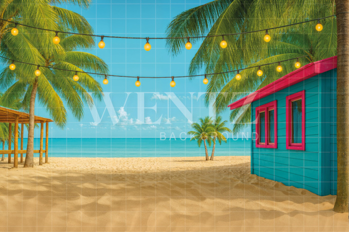 Fabric Photography Background Summer Beach / Backdrop 8028