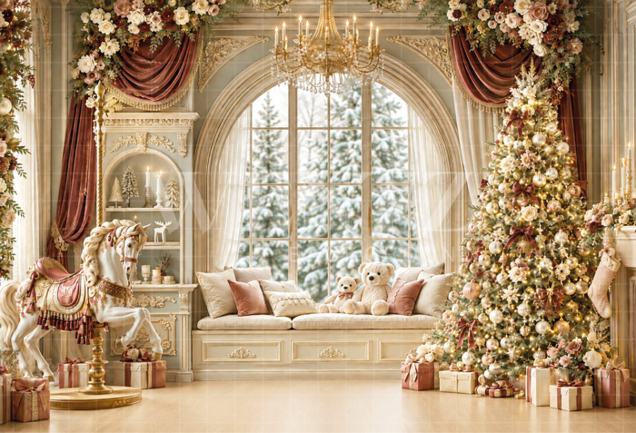 Fabric Photography Background Christmas Room / Backdrop 8832