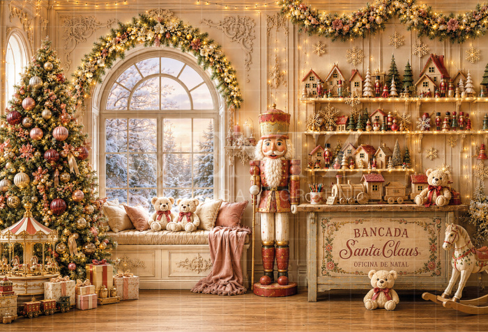 Fabric Photography Background Christmas Room / Backdrop 8833