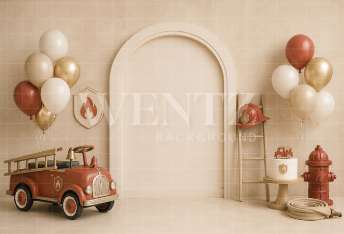 Fabric Photography Background Fireman Cake Smash / Backdrop 8698