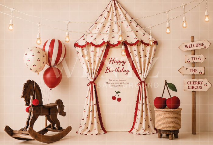 Fabric Photography Background Cherry Cake Smash / Backdrop 8712
