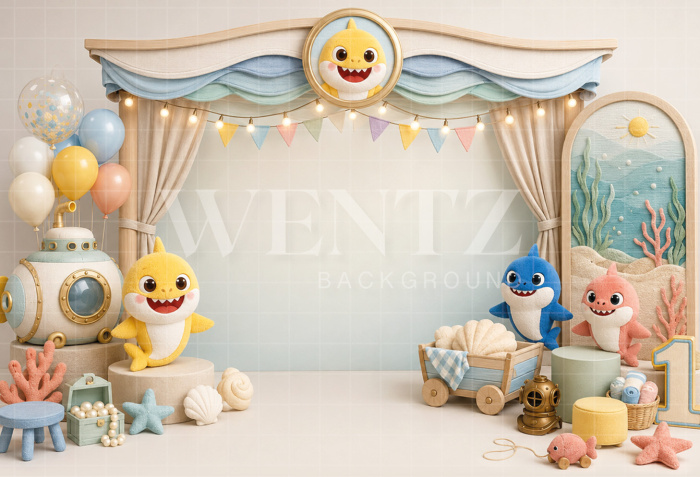 Fabric Photography Background Ocean Floor Cake Smash / Backdrop 8804