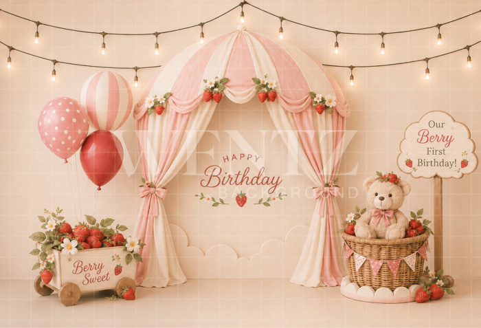 Fabric Photography Background Strawberry Cake Smash / Backdrop 8751