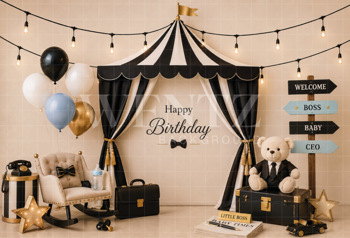 Fabric Photography Background Little Boss Cake Smash / Backdrop 8717