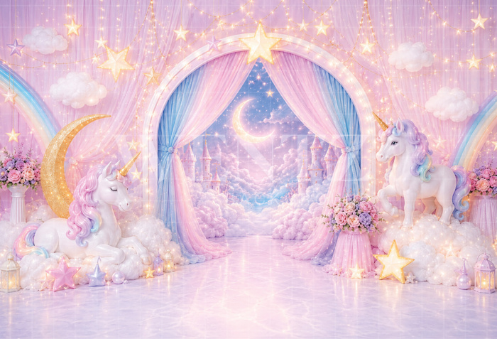 Fabric Photography Background Kingdom of Unicorns Cake Smash / Backdrop 8776