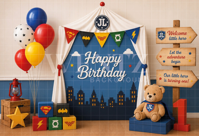 Fabric Photography Background Superhero Cake Smash / Backdrop 8740