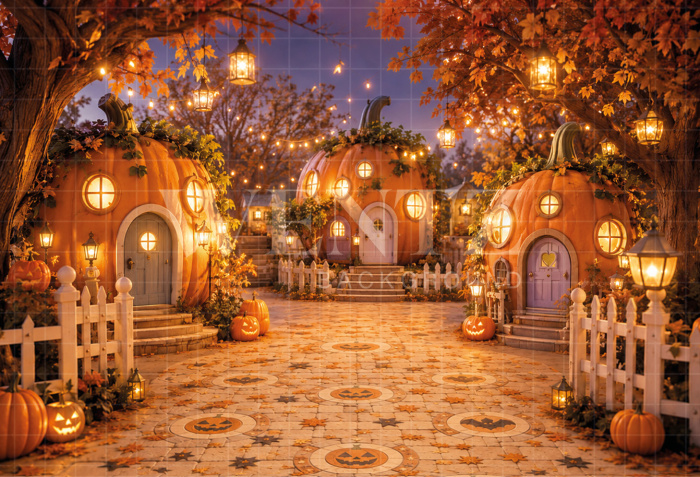 Fabric Photography Background Village Halloween / Backdrop 8900