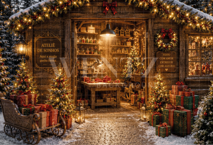 Fabric Photography Background Christmas Workshop / Backdrop 8475