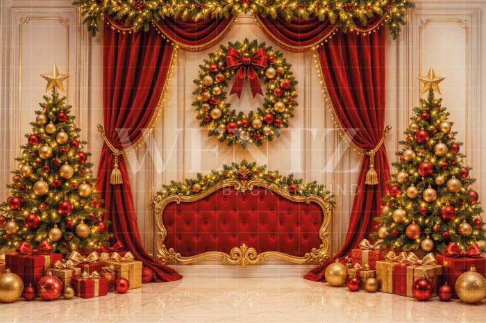 Fabric Photography Background Christmas Headboard / Backdrop 8526