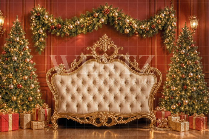 Fabric Photography Background Christmas Headboard / Backdrop 8539