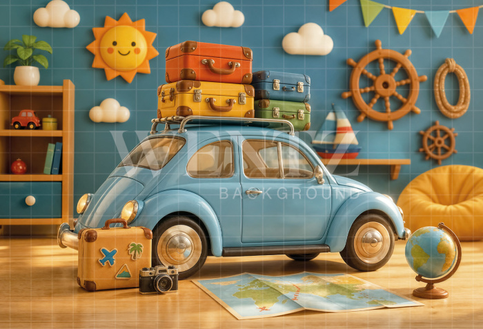 Fabric Photography Background Children's Day Car / Backdrop 8442