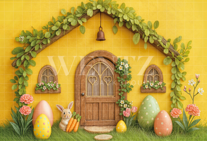 Fabric Photography Background Easter House / Backdrop 8041