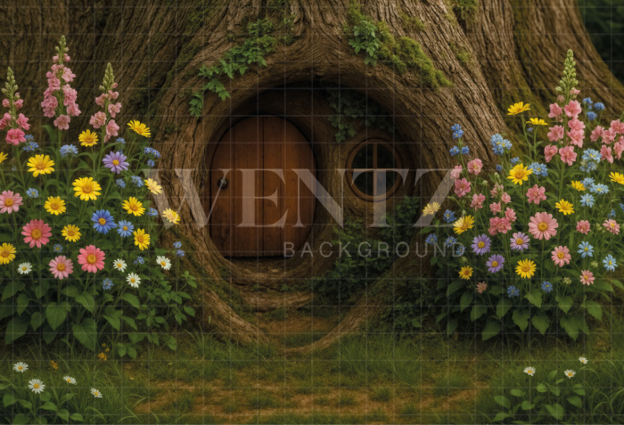 Fabric Photography Background Easter Rabbit House / Backdrop 8053