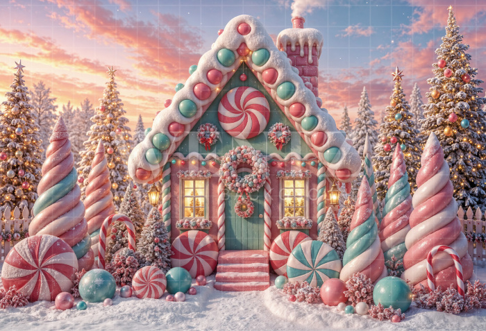 Fabric Photography Background Christmas House / Backdrop 8487
