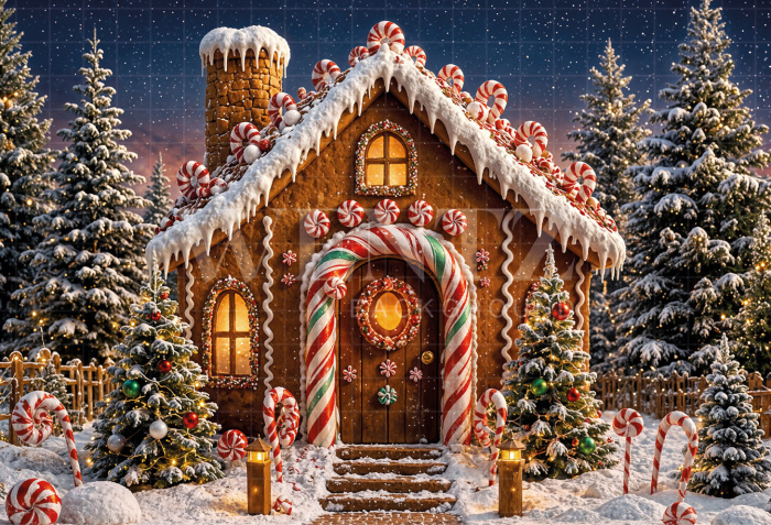 Fabric Photography Background Christmas House / Backdrop 8488