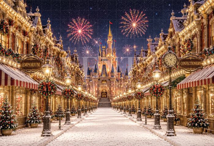 Fabric Photography Background Christmas Castle / Backdrop 8571