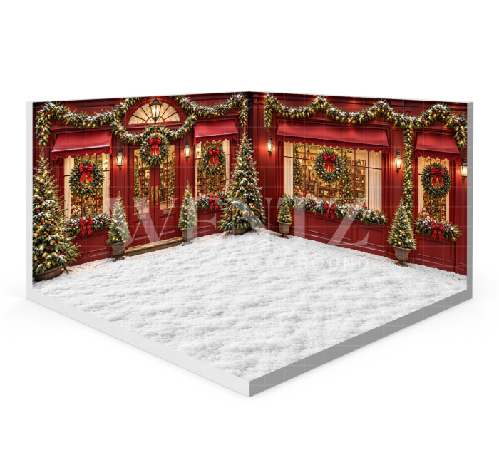 Fabric Photography Background Christmas Village Set 3D / WTZ205
