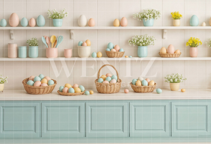 Fabric Photography Background Easter Kitchen / Backdrop 8012