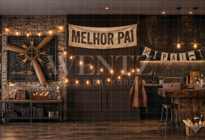 Fabric Photography Background Father's Day Kitchen / Backdrop 8369