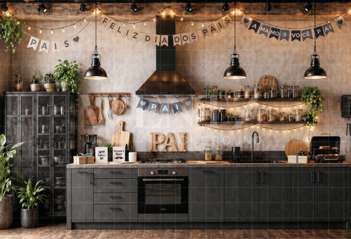 Fabric Photography Background Father's Day Kitchen / Backdrop 8383
