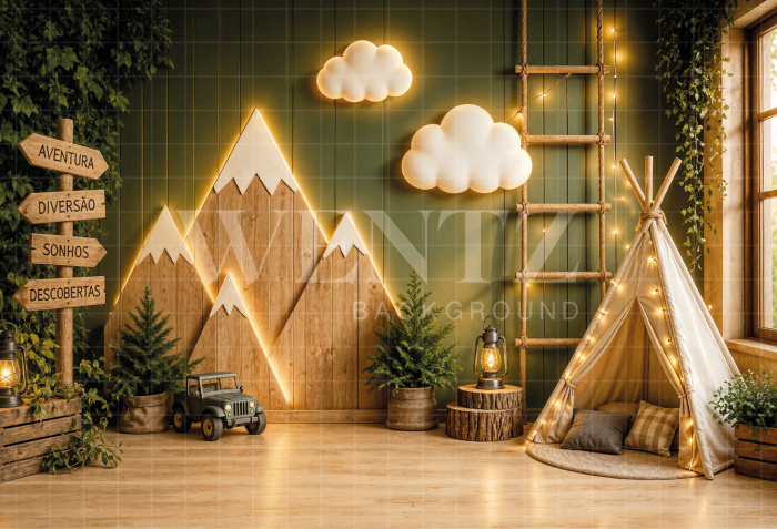 Fabric Photography Background Children's Day Camping / Backdrop 8587