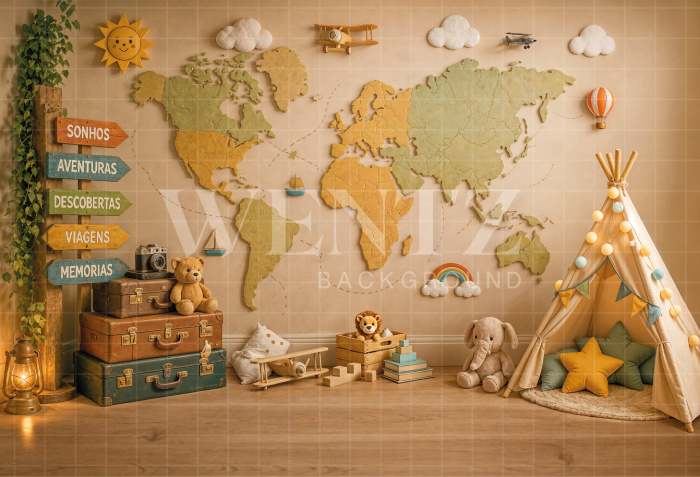 Fabric Photography Background Children's Day Camping / Backdrop 8630